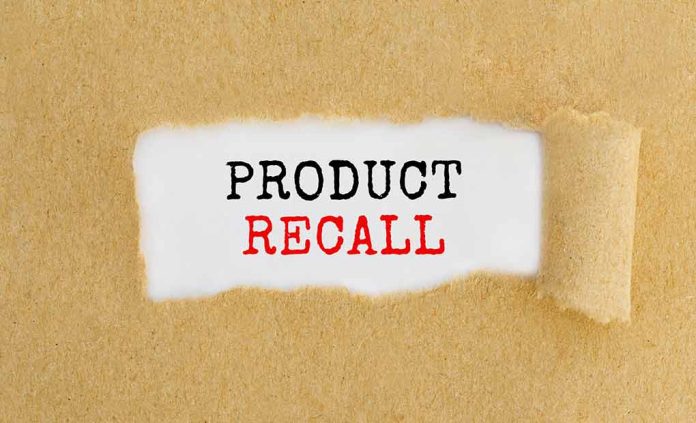 Text "Product Recall" on torn brown paper.