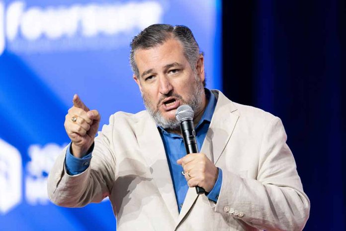 Man speaking into microphone, gesturing with hand.