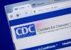 CDC website homepage displayed on a web browser.