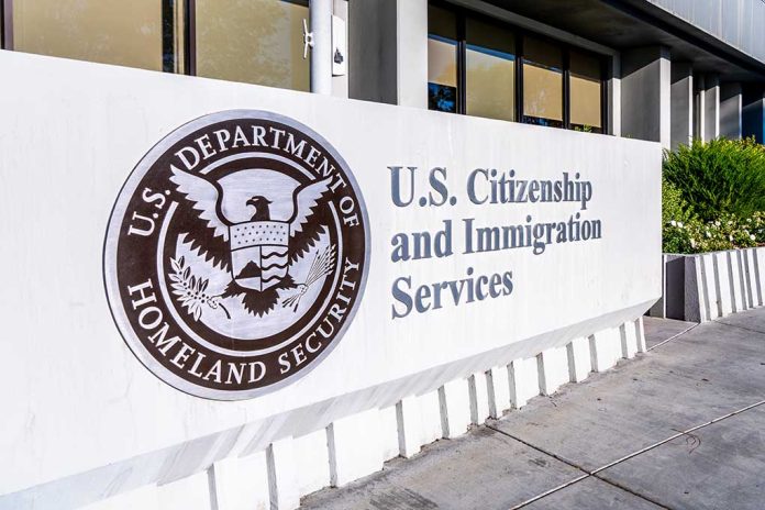 U.S. Citizenship and Immigration Services building sign.