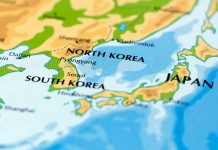 Map showing North Korea South Korea and Japan