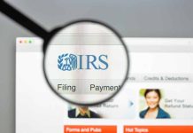 Magnifying glass over IRS website page