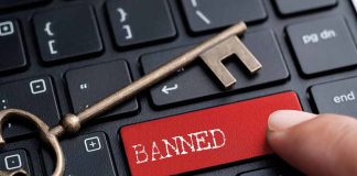 Banned typed on a keyboard