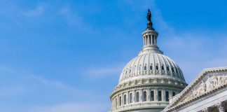 United States Capitol building with American flag visible