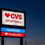 CVS pharmacy sign at evening sky background