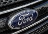 Ford logo on car grille close up