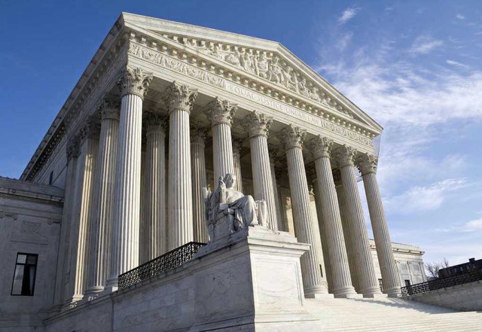 104498510 Supreme Court building with statue and columns