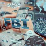 FBI text surrounded by digital security graphics and hands