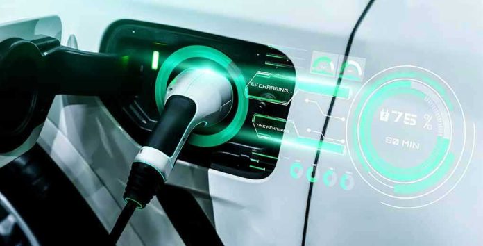 Electric car charging with futuristic display interface