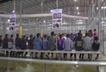 Government WASTED Billions – Disastrous Asylum Project! People sitting on benches inside a fenced facility.