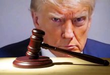 Trump’s Case Dismissal STUNS Legal World Gavel in front of a serious mans face.