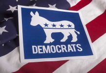 Democrat Civil War Erupts—Party Elders Cornered Democrats logo on American flag background