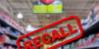 Emergency Recall Shocker: Popular Item Pulled Nationwide Recall warning over blurred grocery store aisle