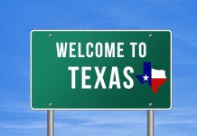 Texans Furious Over These Imports Welcome to Texas road sign with a Texas map