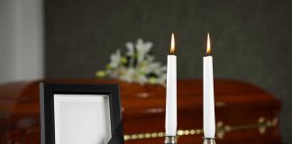 Murder Suspect’s Disturbing Pattern FINALLY Exposed Casket, photo frame, and two lit candles.