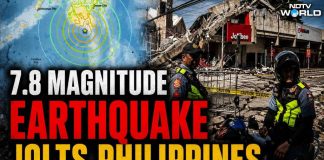 A 7.8 magnitude earthquake rocks the southern Philippines, causing some damage and 3-foot tsunami