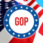 GOP emblem over American flag