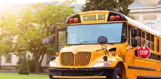 Fleeing Driver SLAMS School Bus Full of Kids Yellow school bus with stop sign extended