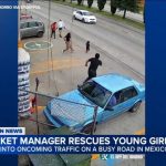 Supermarket manager saves child from oncoming traffic in Mexico