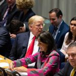 Trump Clashes With Xi During Summit Over This Donald Trump seated between António Guterres and Nikki Haley, with Mike Pompeo in the foreground at a meeting