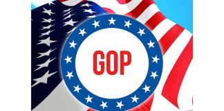 House GOP Meeting Turns Into Shouting Match: ‘This Is F***ing War!’ GOP emblem over American flag