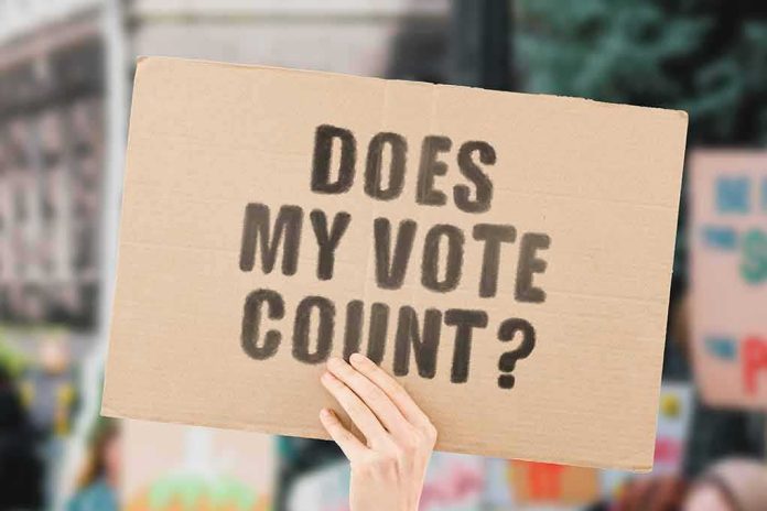shutterstock_1764138503 Hand holding cardboard sign at protest