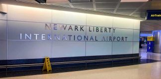Newark Liberty International Airport wall sign in terminal