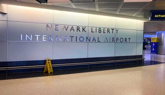 shutterstock_1904385082 Newark Liberty International Airport wall sign in terminal