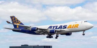 Atlas Air Boeing 747 cargo plane landing