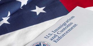 U.S. ICE document on American flag