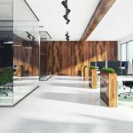 Missing Congressman’s Absence Baffles Voters Modern open-plan office with wood accents and glass meeting room