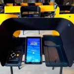 Voting booth with touchscreen ballot machine